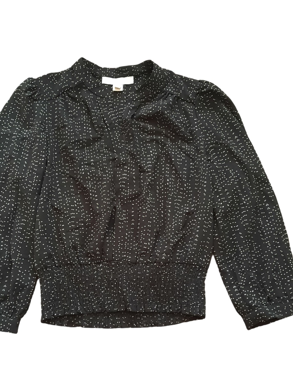 Monteau Black Blouse with White Dot Print